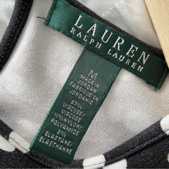 RALPH LAUREN BLACK/WHITE PEPLUM TOP WITH BACK KEYHOLE CLOSURE, MEDIUM - Picture 6 of 6